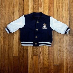 Janie + Jack 0/3M Embroidered Puppy Dog Varsity Jacket